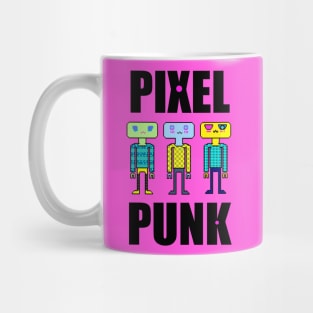 Pixel Punk Girl Robots in Pink Mug